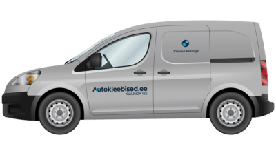 Citroen Berlingo kaubik koos kohandatud kleebiste ja ettevõtte logodega.