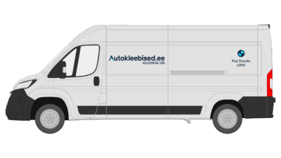 Fiat Ducato kaubik koos veebitööriistaga loodud kleebiste ja logodega, kujunda oma sõiduk ise.