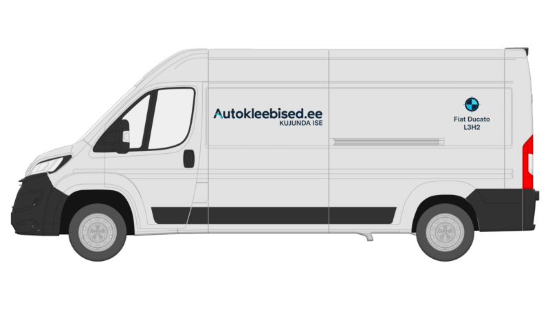 Fiat Ducato kaubik koos veebitööriistaga loodud kleebiste ja logodega, kujunda oma sõiduk ise.